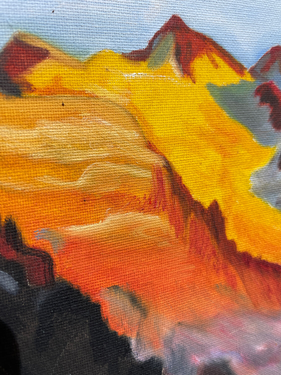 Sunny mountain painting