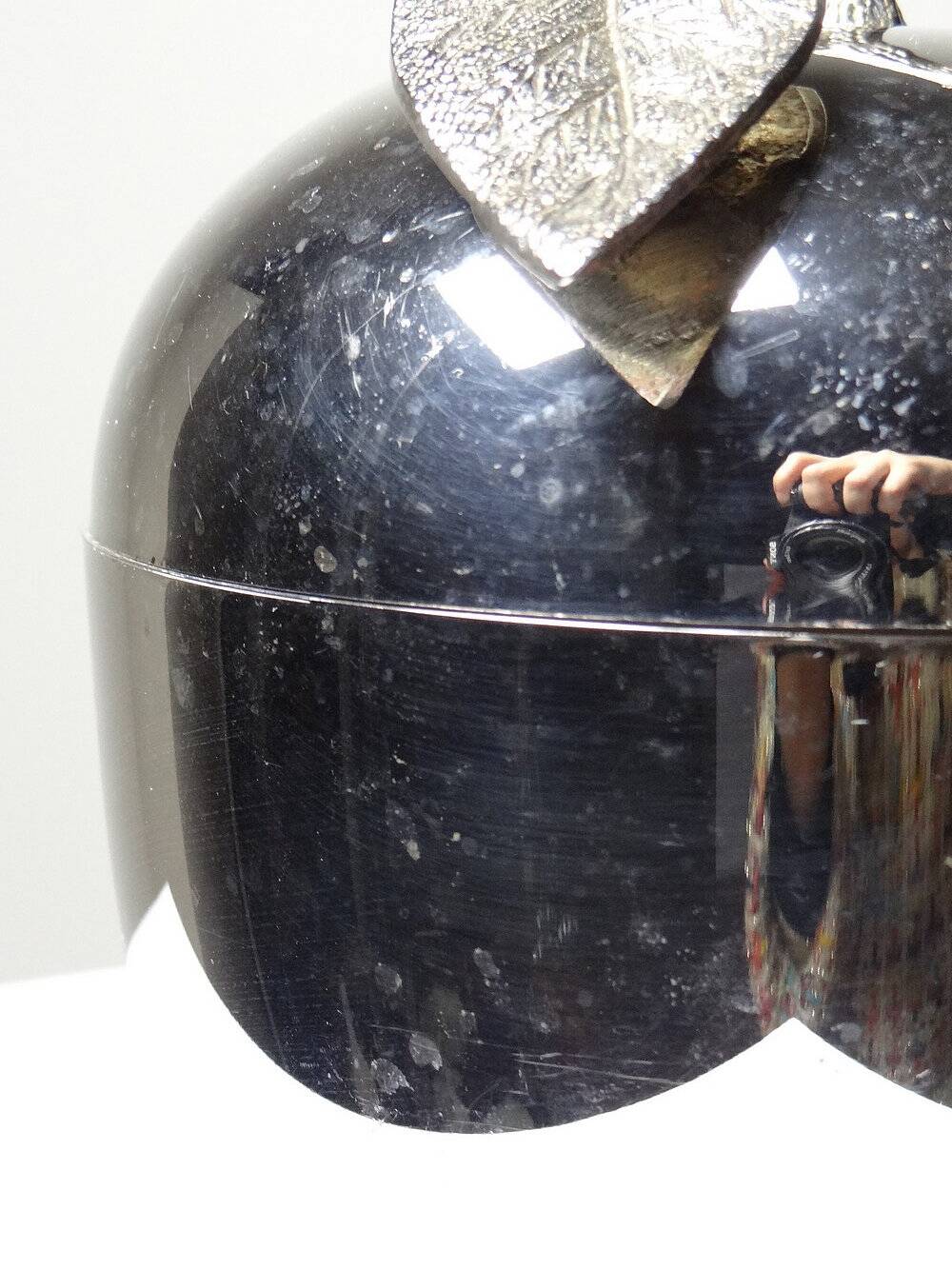 Small vintage Hans Turnwald ice bucket from the 1970s with a silver apple design