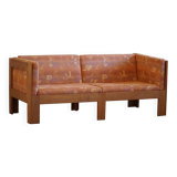 Danish Mid-Century Two-Seat Sofa in Oak, Reupholstered, by Tage Poulsen, 1960s