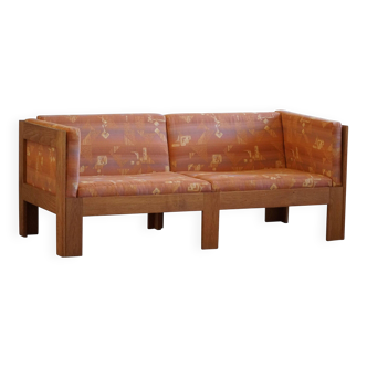 Danish Mid-Century Two-Seat Sofa in Oak, Reupholstered, by Tage Poulsen, 1960s