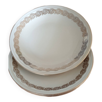 Assiette vintage, détail doré, fabrication française, collection Limoges