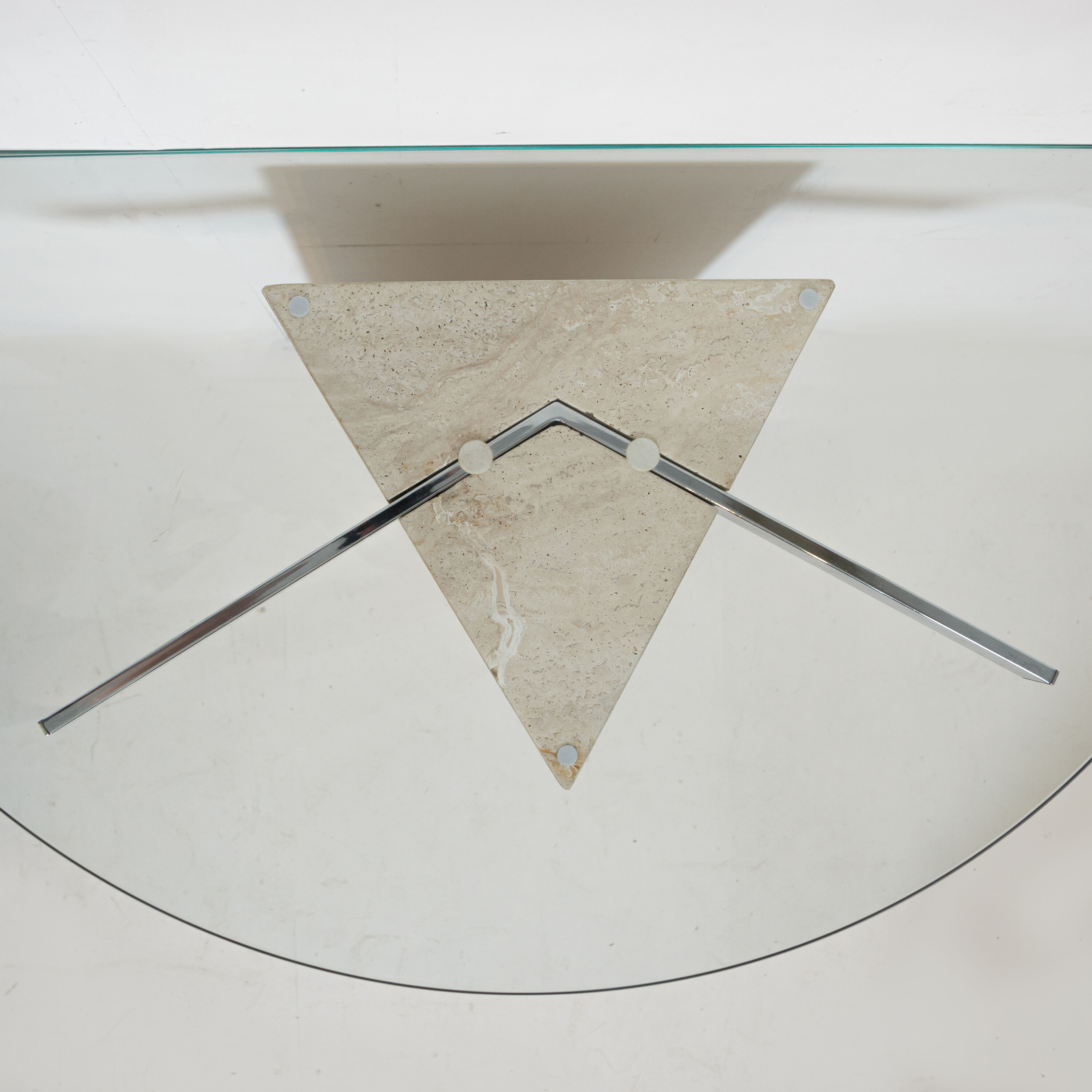 Travertine console and vintage glass