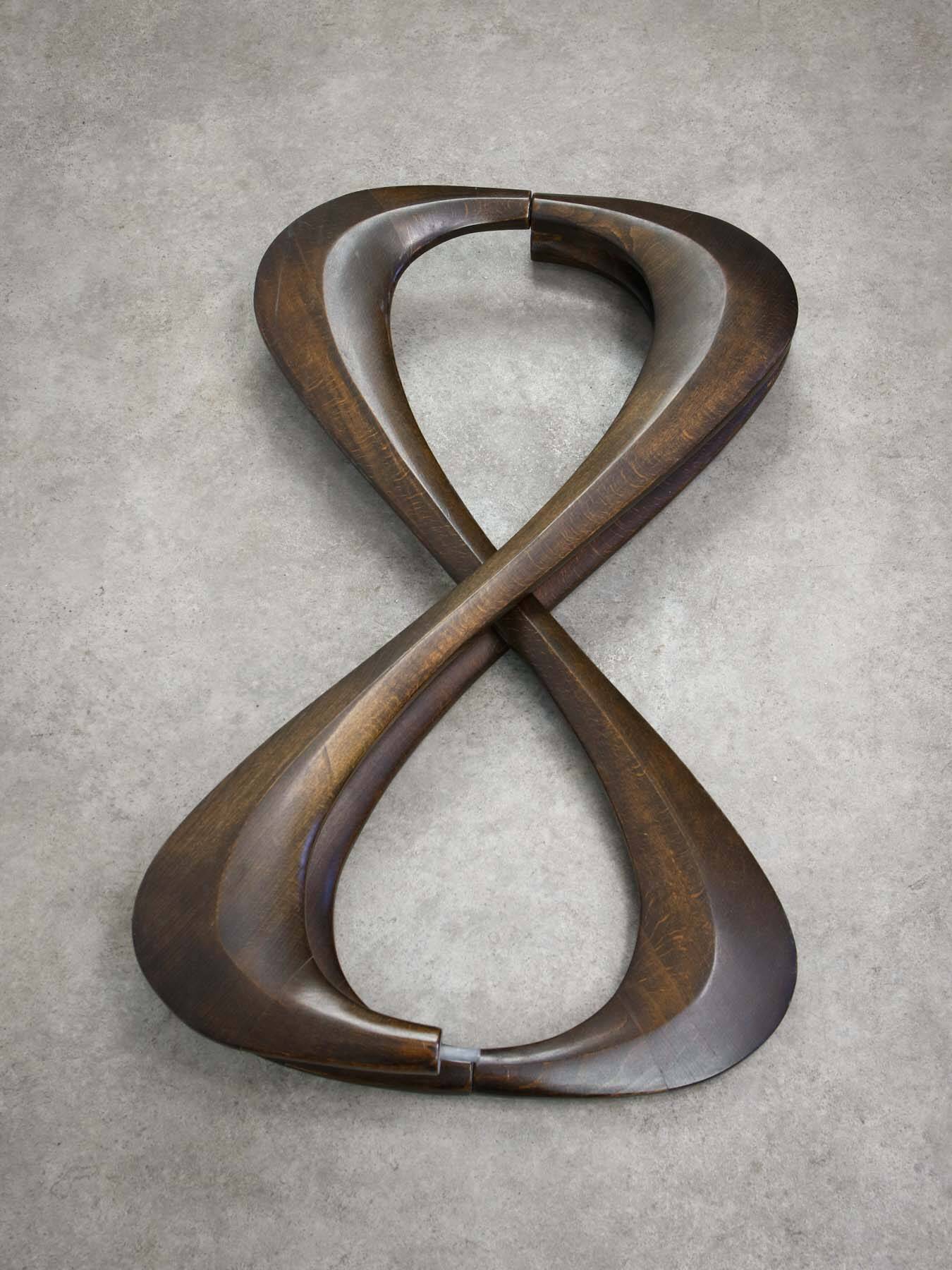 Italian Organic "Snake" Wooden and Smoked Glass Coffee Table, 1960s