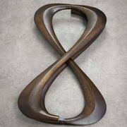 Italian Organic "Snake" Wooden and Smoked Glass Coffee Table, 1960s