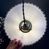 Vintage lampshade pendant light in white opaline