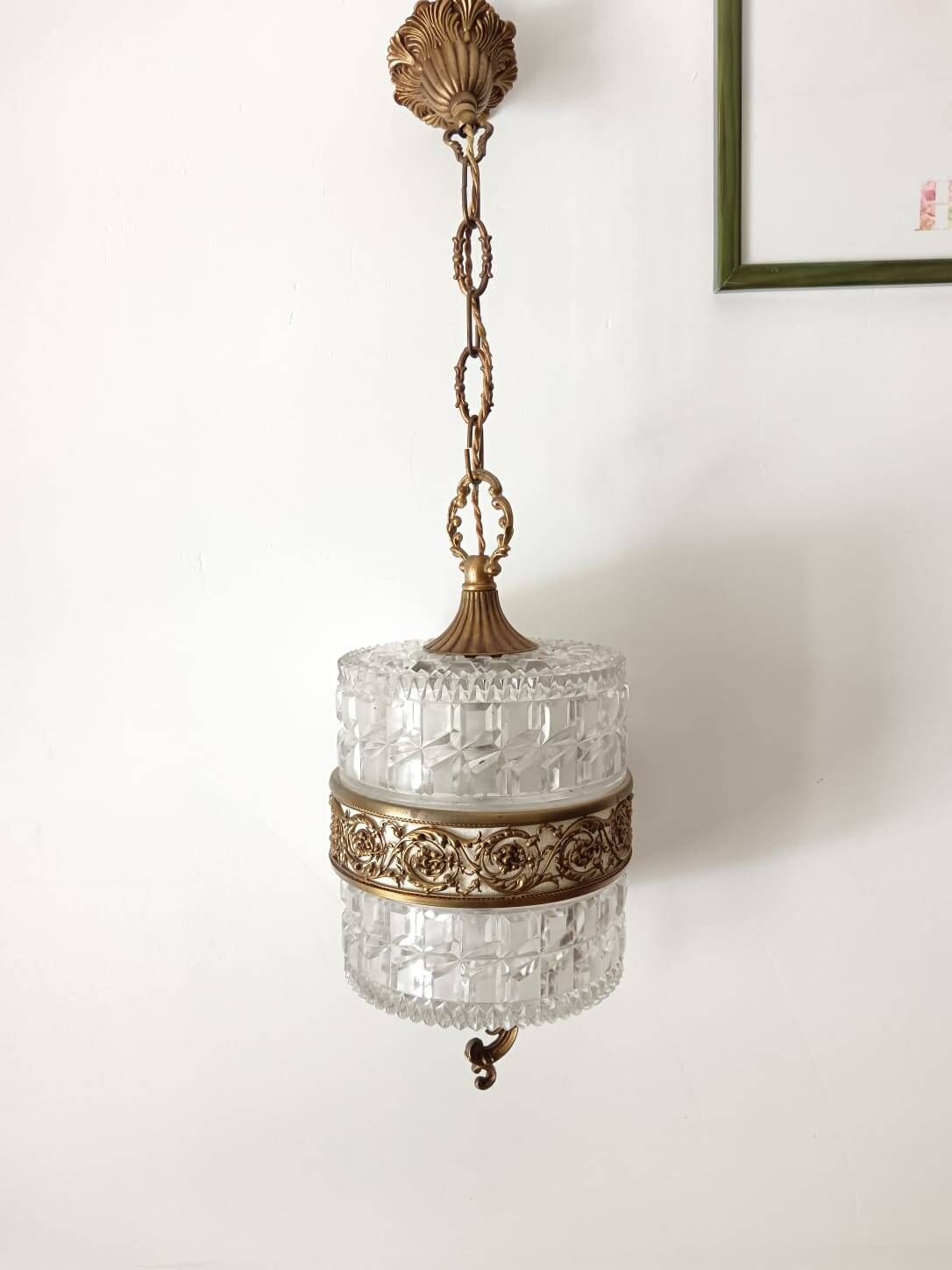 Suspension verre et laiton année 70
