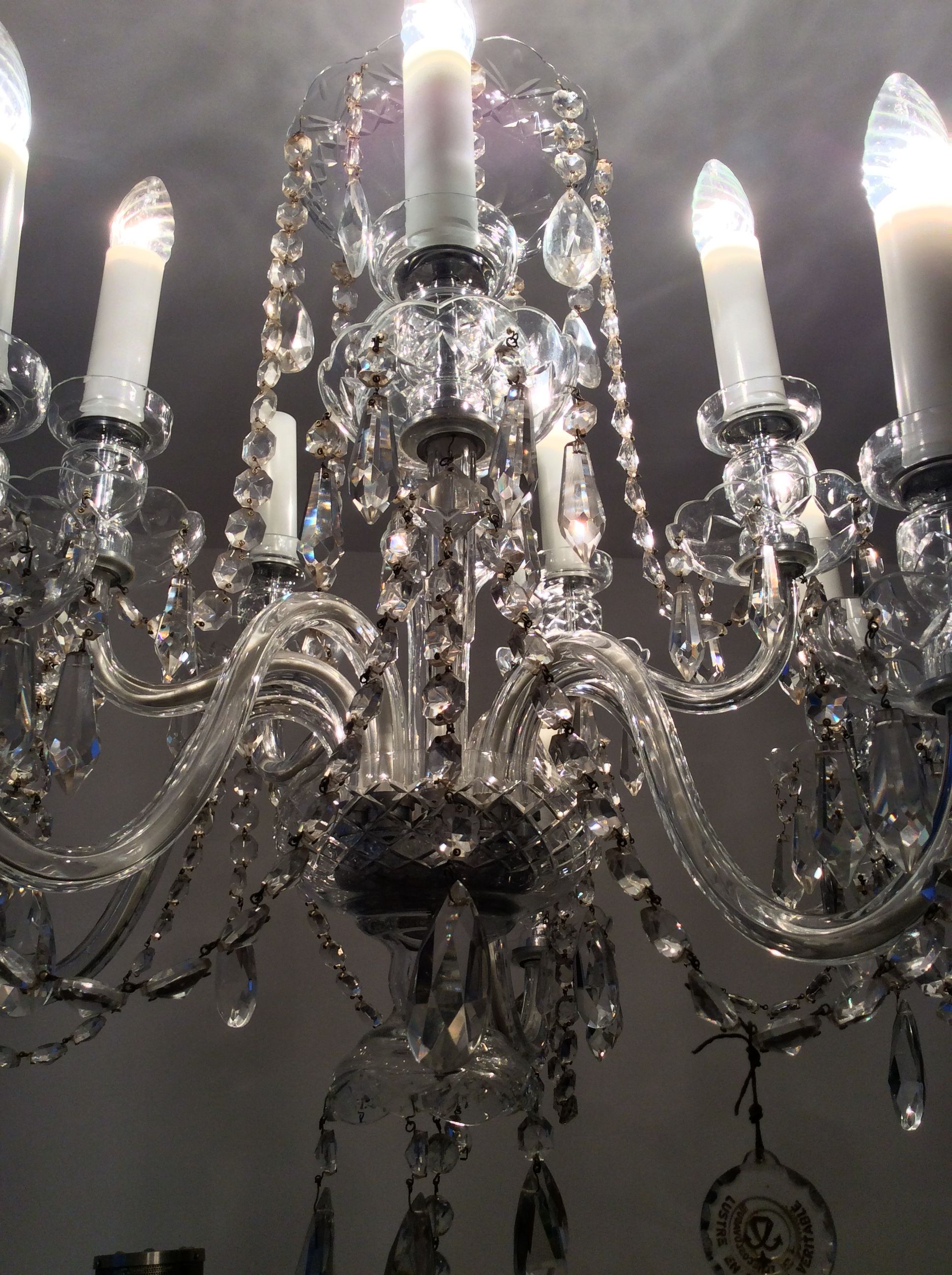Old bohemian crystal chandelier for Deknudt