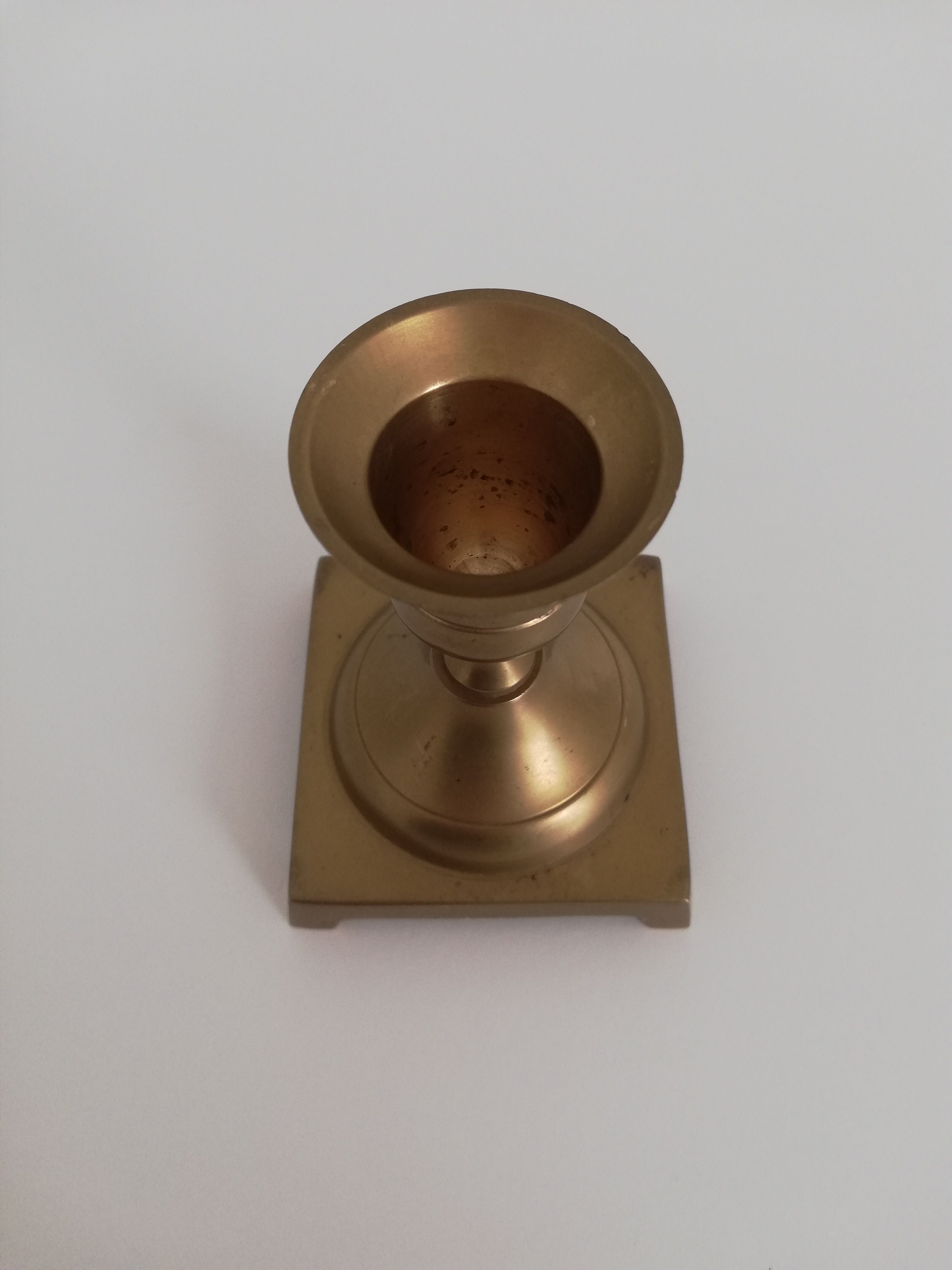 Vintage brass candle holder square base