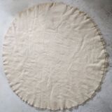 Vintage ecru natural wool round rug