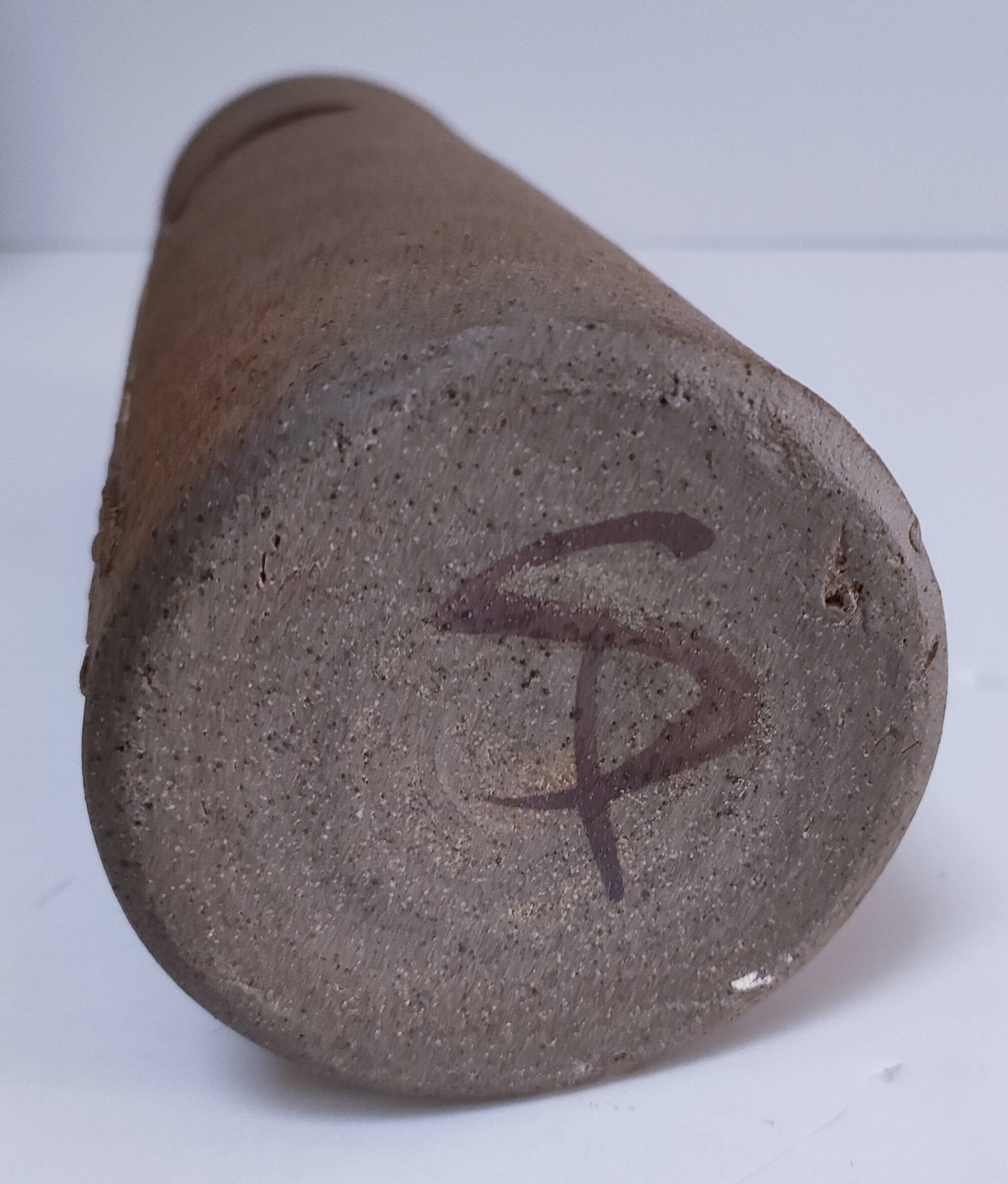 three vintage stoneware roller vases