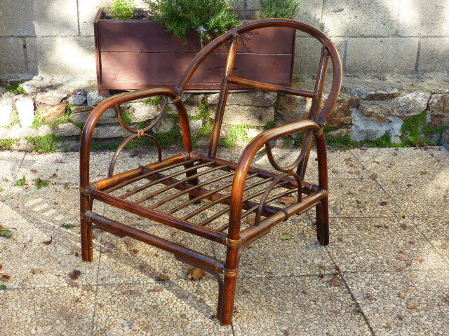 Armchair bamboo and rattan of the 1980