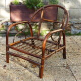 Armchair bamboo and rattan of the 1980