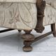 1960s, Danish armchair, beige/brown furniture fabric, carved oak wood.