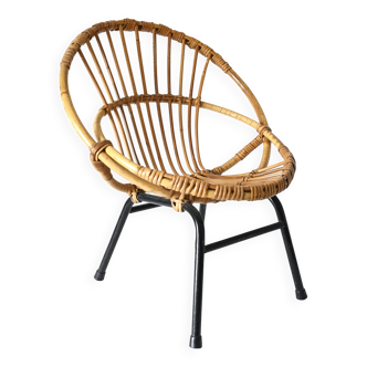 Fauteuil enfant en rotin vintage années 50/60