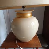 large beige and gold Raku ceramic living room lamp by Robert Kostka