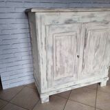 1920s low cabinet in white patinated pine