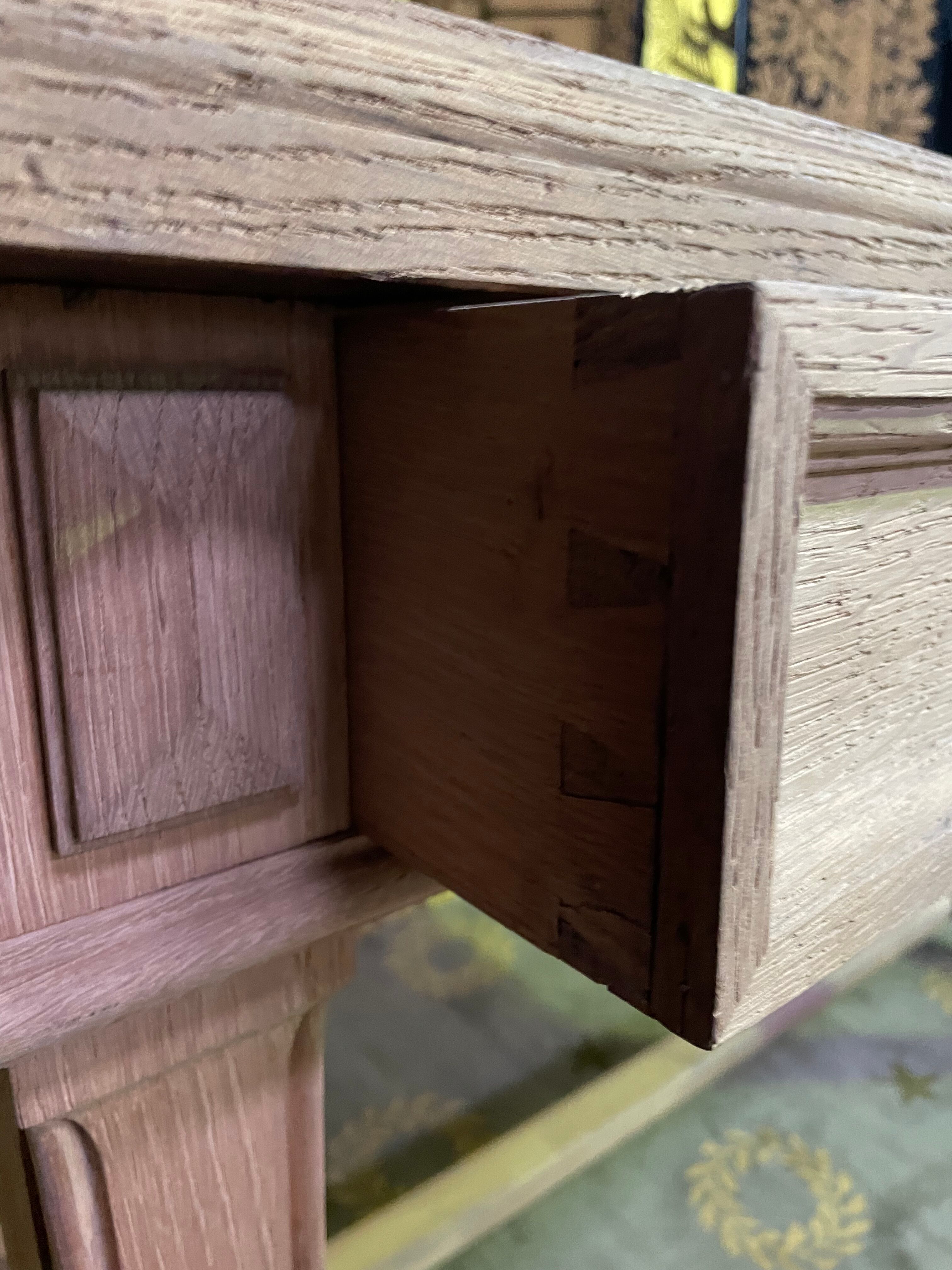 Flat desk with solid oak Henri II aero gummed