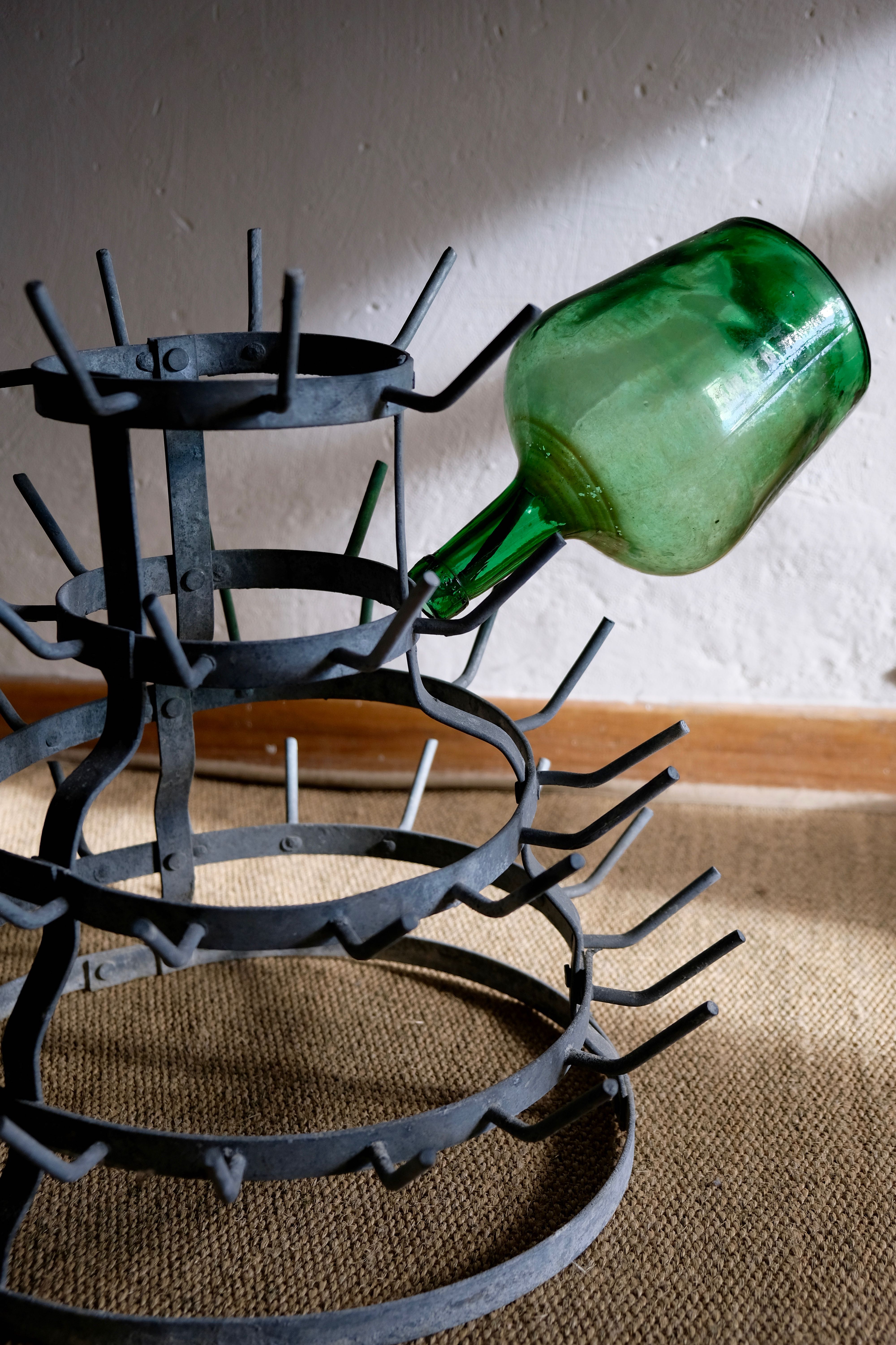 Old zinc bottle drainer