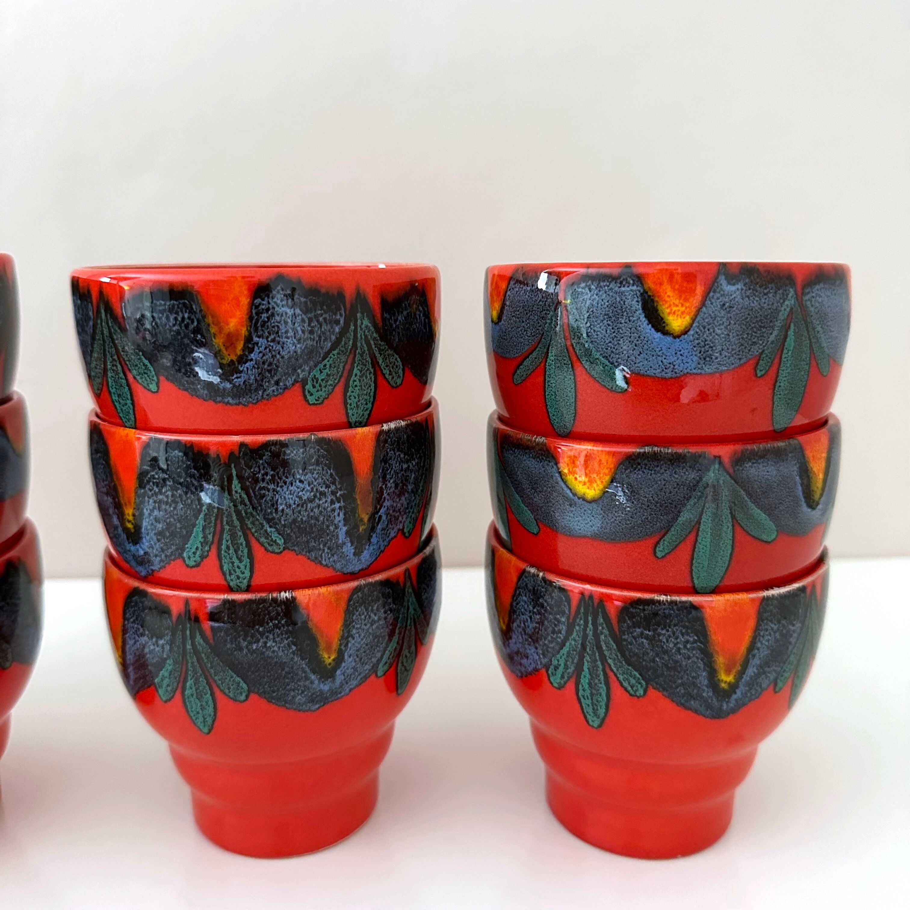 Punch bowl set with 12 cups, Wächtersbach Keramik Germany