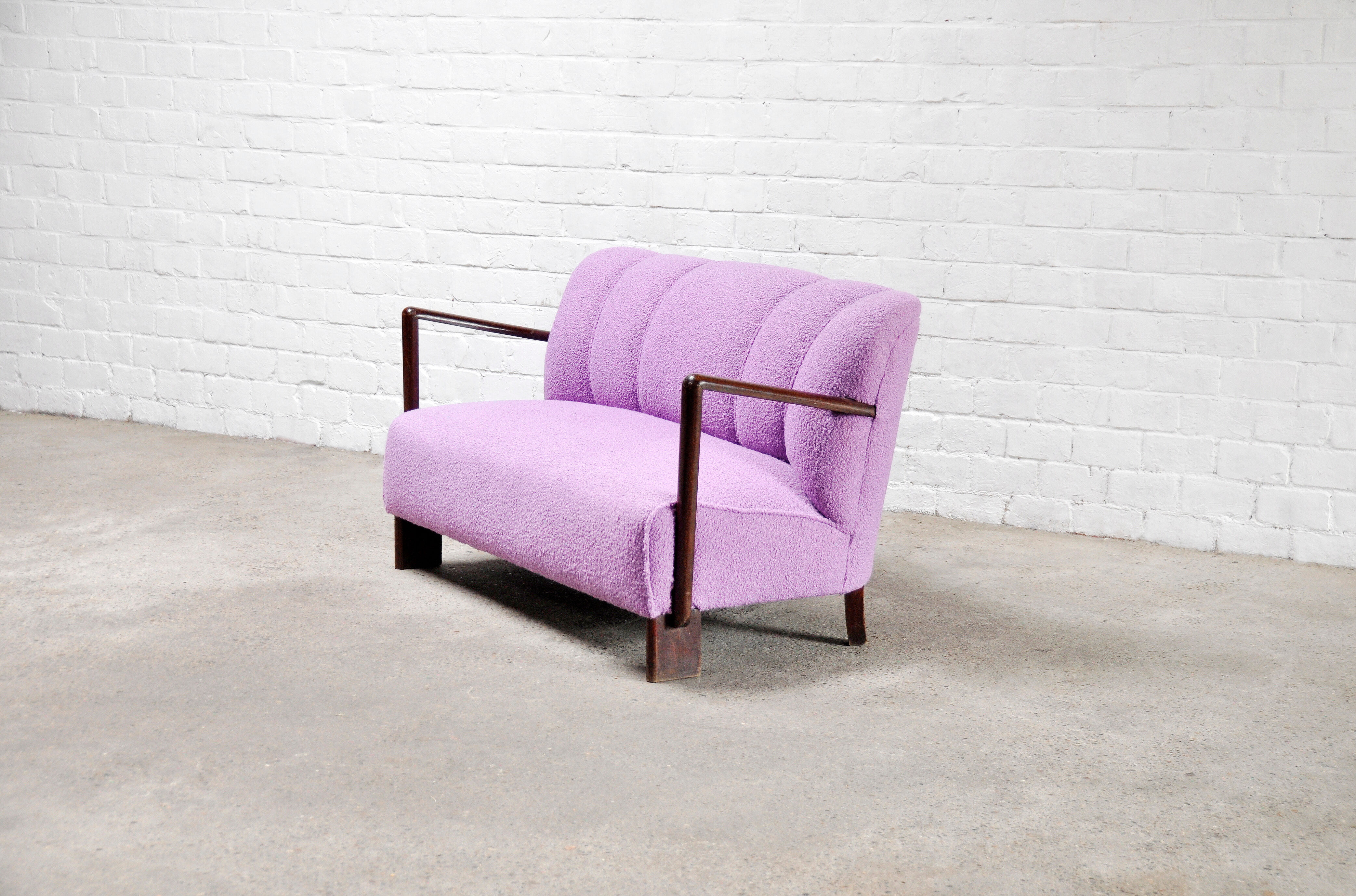 Mid-Century Italian Sofa in Purple Bouclé Wool, 1950s