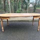 Renovated Louis Philippe 19th-century extendable round dining table 200cm