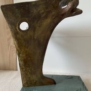 Contemporary Sculpture Solid Bronze Bow Boat and Mermaid Signed ORTIZ
