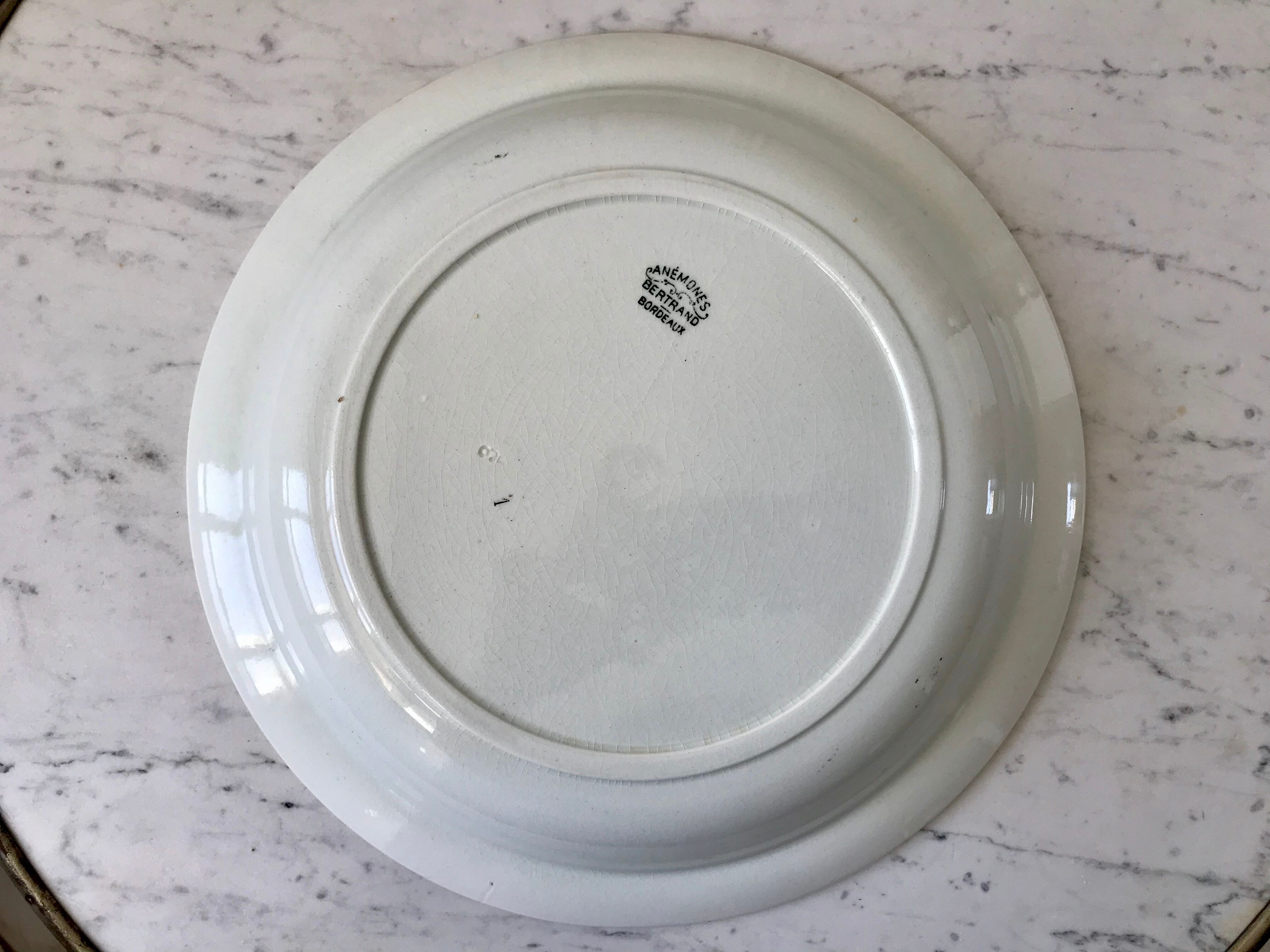 hollow dish in Iron Earth Bertrand Bordeaux model "Anémone" late nineteenth