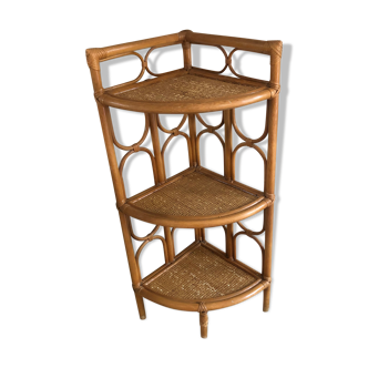 Vintage rattan corner shelf