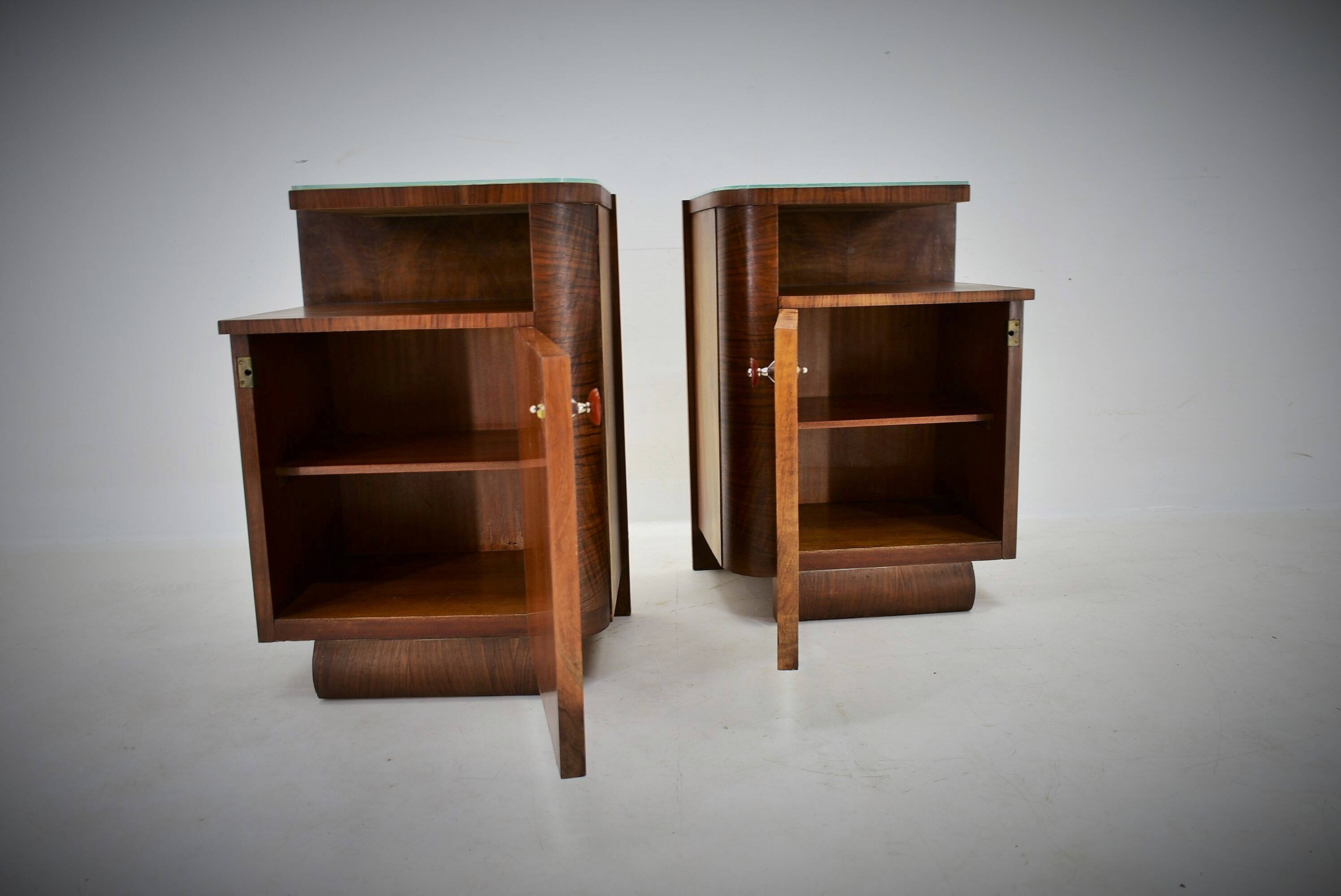 1938s,  Pair of art deco bedside table , Czechoslovakia
