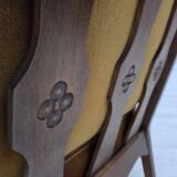 1950s, Danish vintage armchair, original green furniture velour, oak wood.