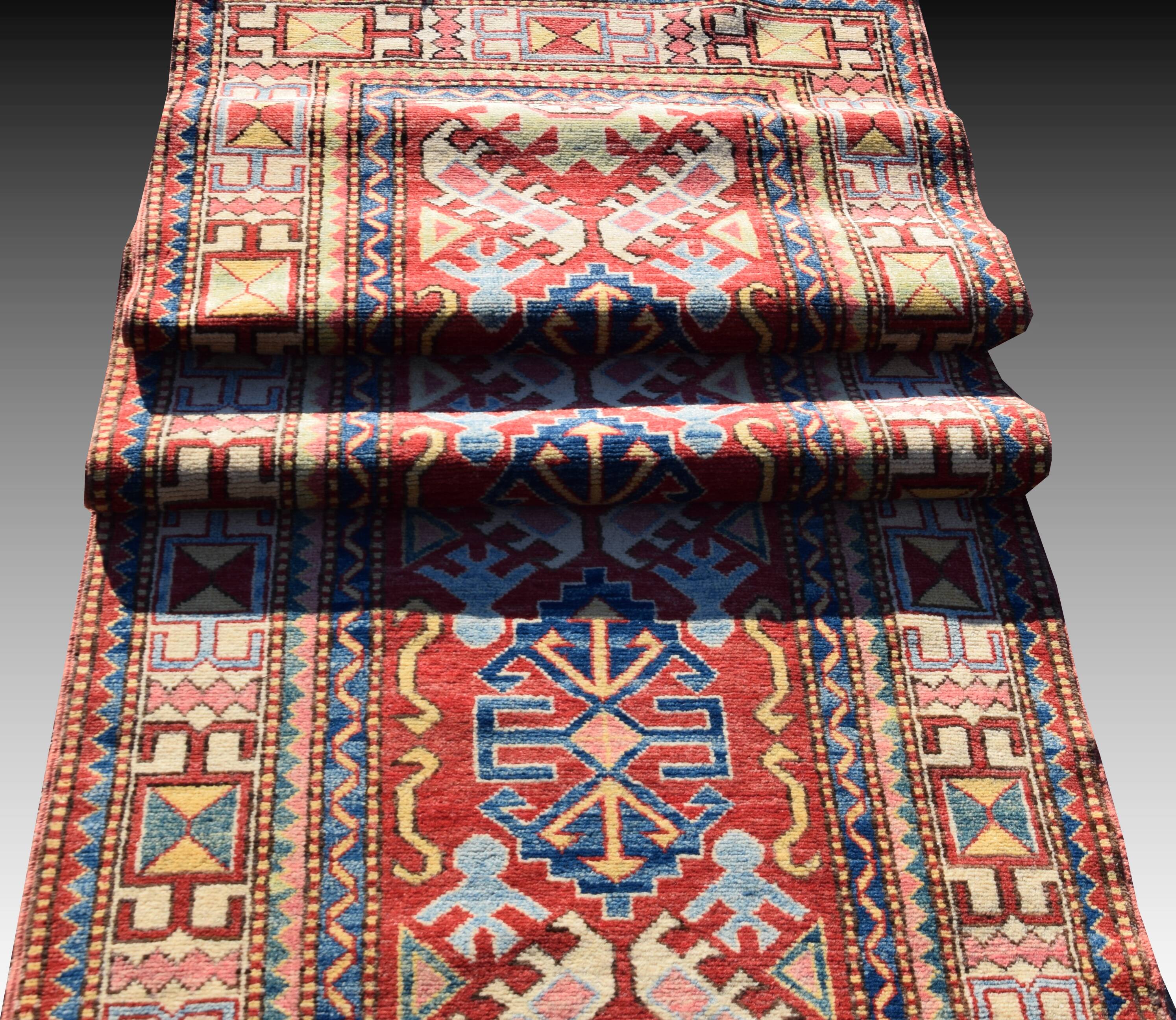 Ghazni Kazak Afghanistan Oriental Rug: 3.09 x 0.80 Meters - Fully Handmade Runner Rug