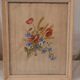 Old painting, gouache on paper, floral composition with cornflowers, poppies, wheat and chamomile