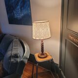 70s spiral turned wood lamp