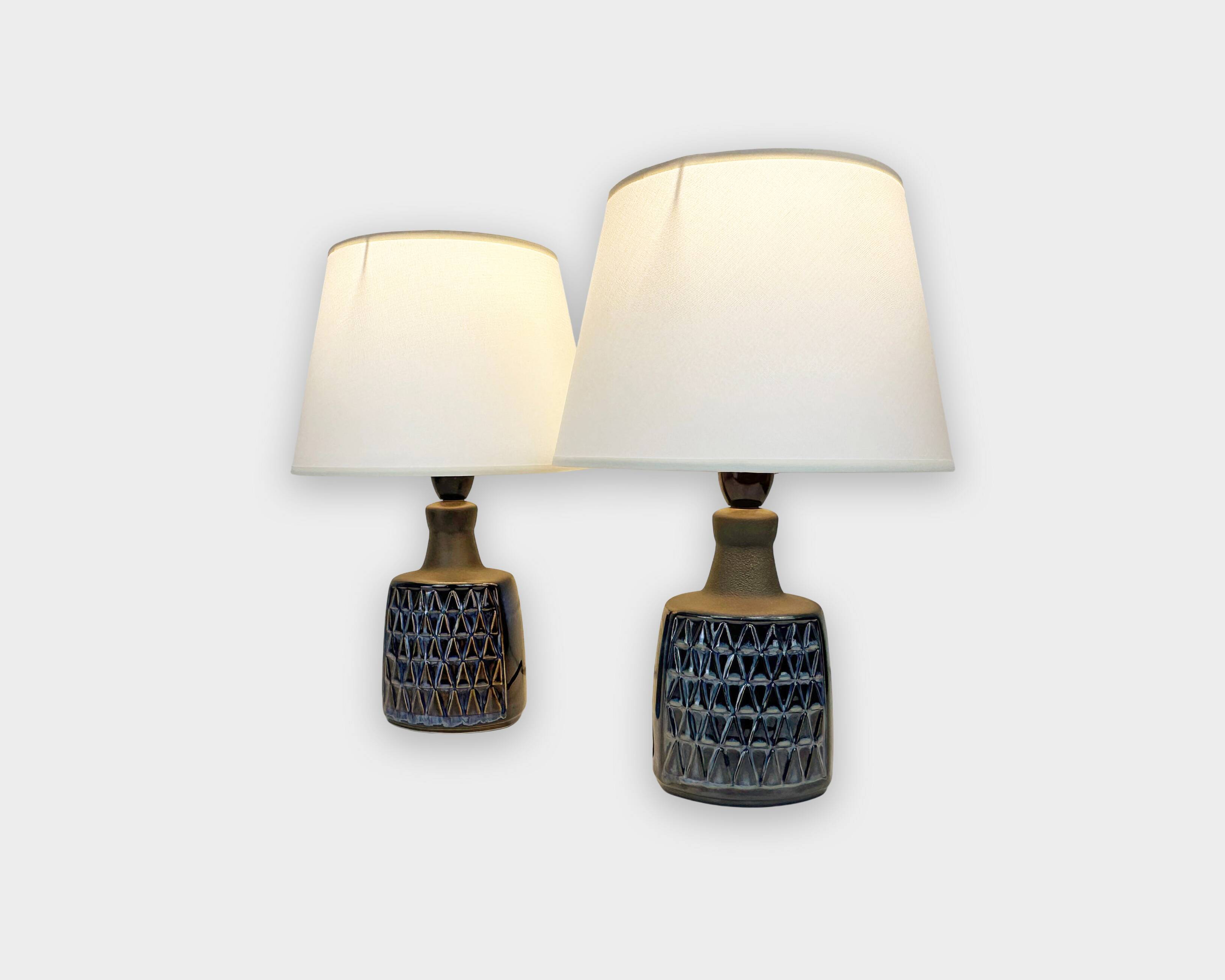 Paire de petites lampes en grès bleu Søholm par Einar Johansen Danemark
