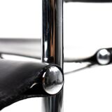 Pair of Matteo Grassi MG5 chairs in black leather and chrome