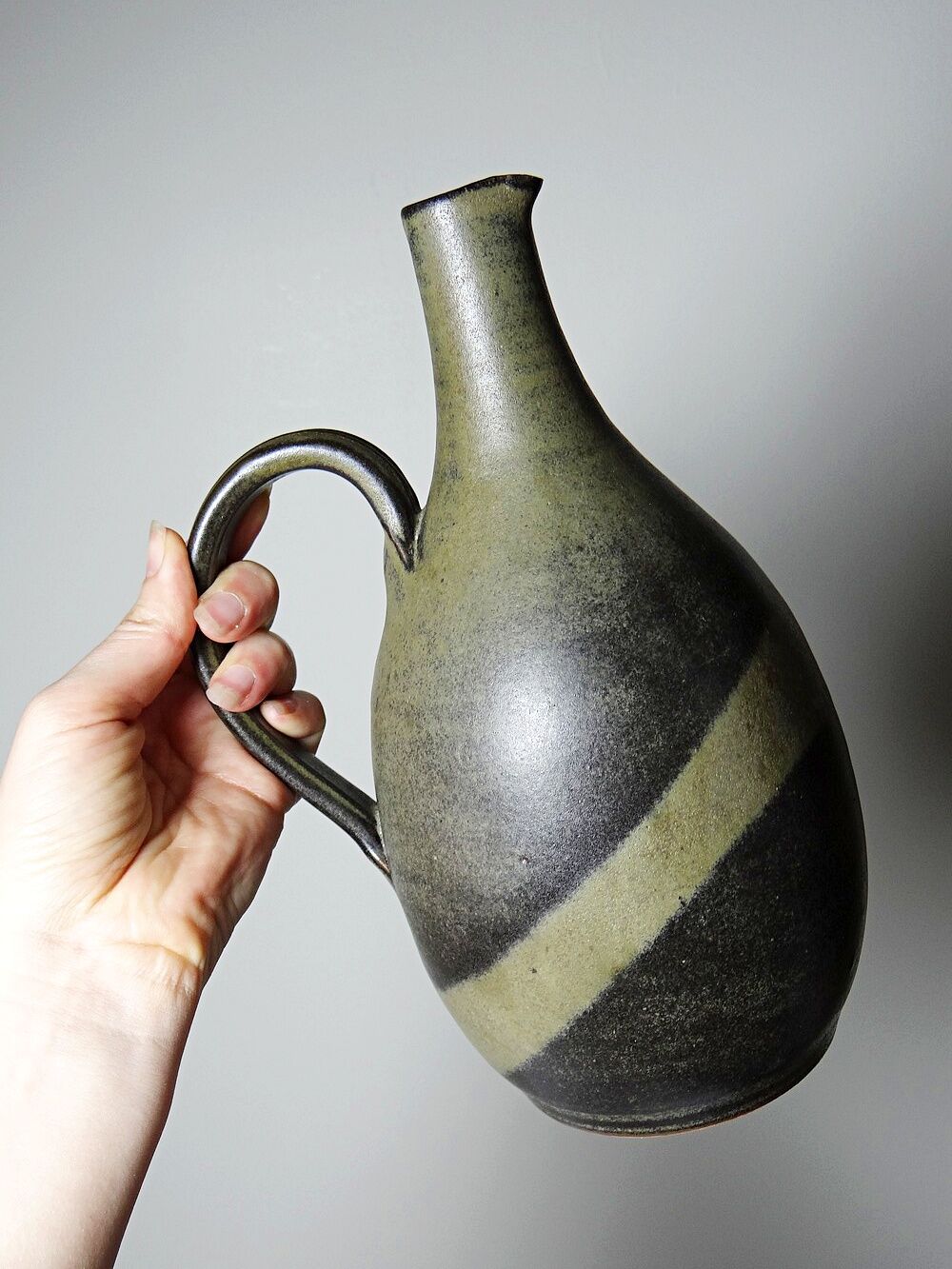 Vintage 1960s-1970s enamelled stoneware pear jug/pitcher