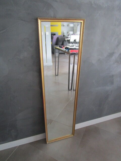 Beveled mirror golden frame 70's 34x124cm