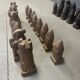 Large hand crafted wooden chess figure set, 1960s