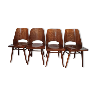 Ensemble de quatre chaises par O. Haerdtl pour TON, Tchécoslovaquie, années 1960