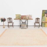 6x10 Pale Salmon Beige Handmade Contemporary Vintage Rug