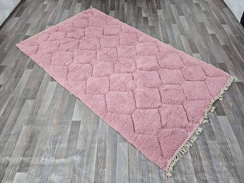 Handmade traditional Berber pink rug 250cm x 150cm