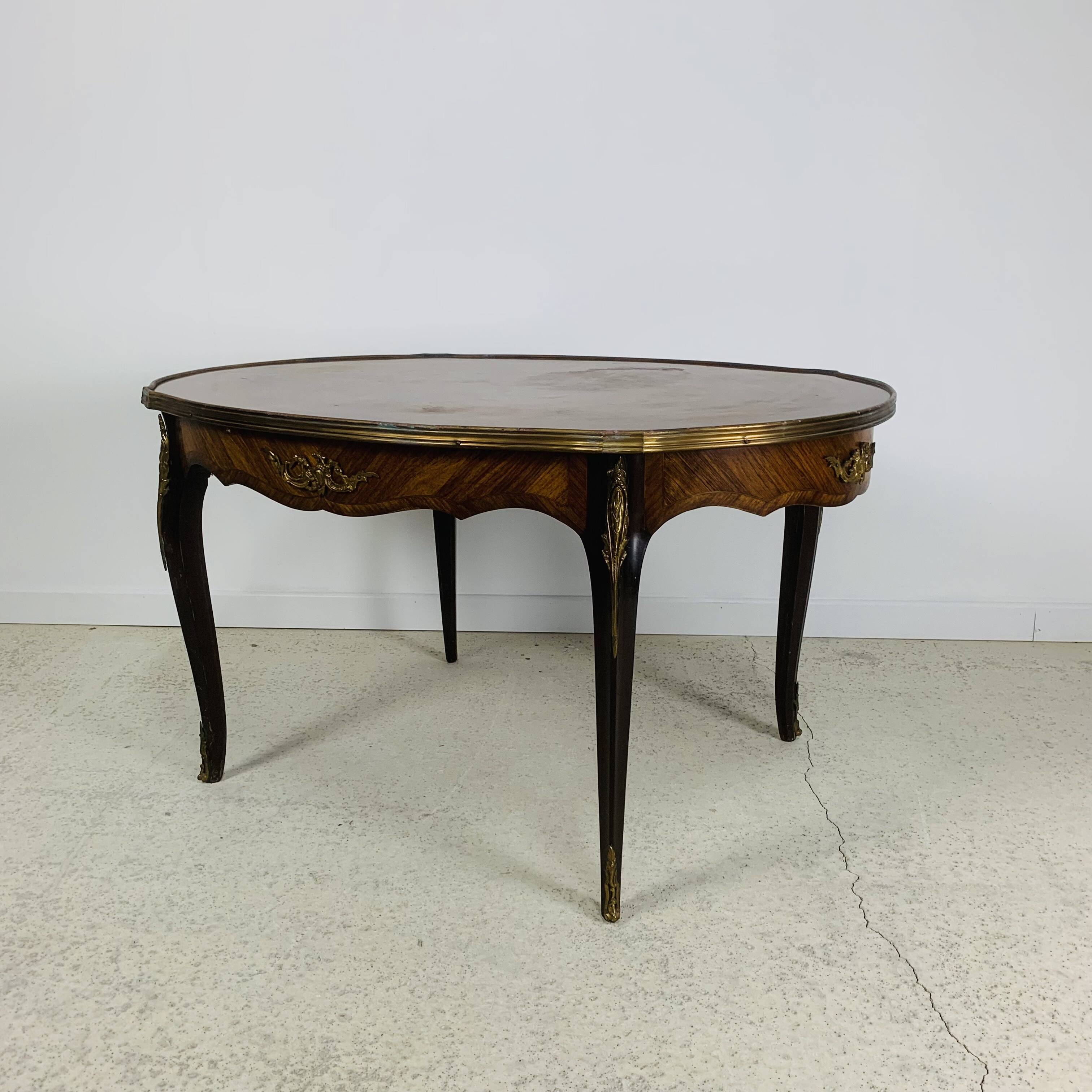 Louis XV High-end inlaid coffee table - Wood, Bronze - 1930s retro vintage