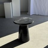 Black solid mango side table (monoxyle) with conical legs