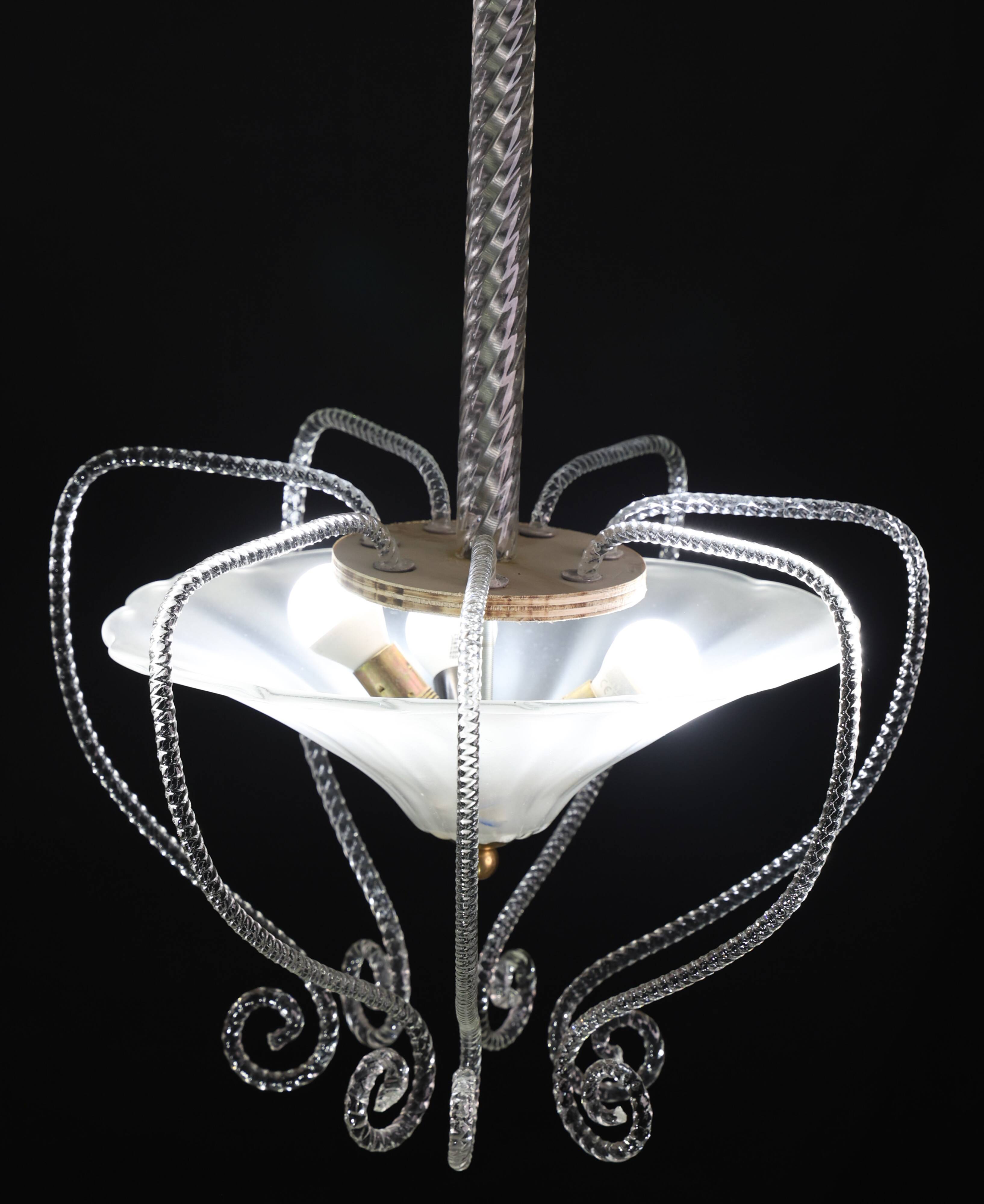 Art Decò Barovier e Toso "Fountain" Murano Glass Chandelier, 1950