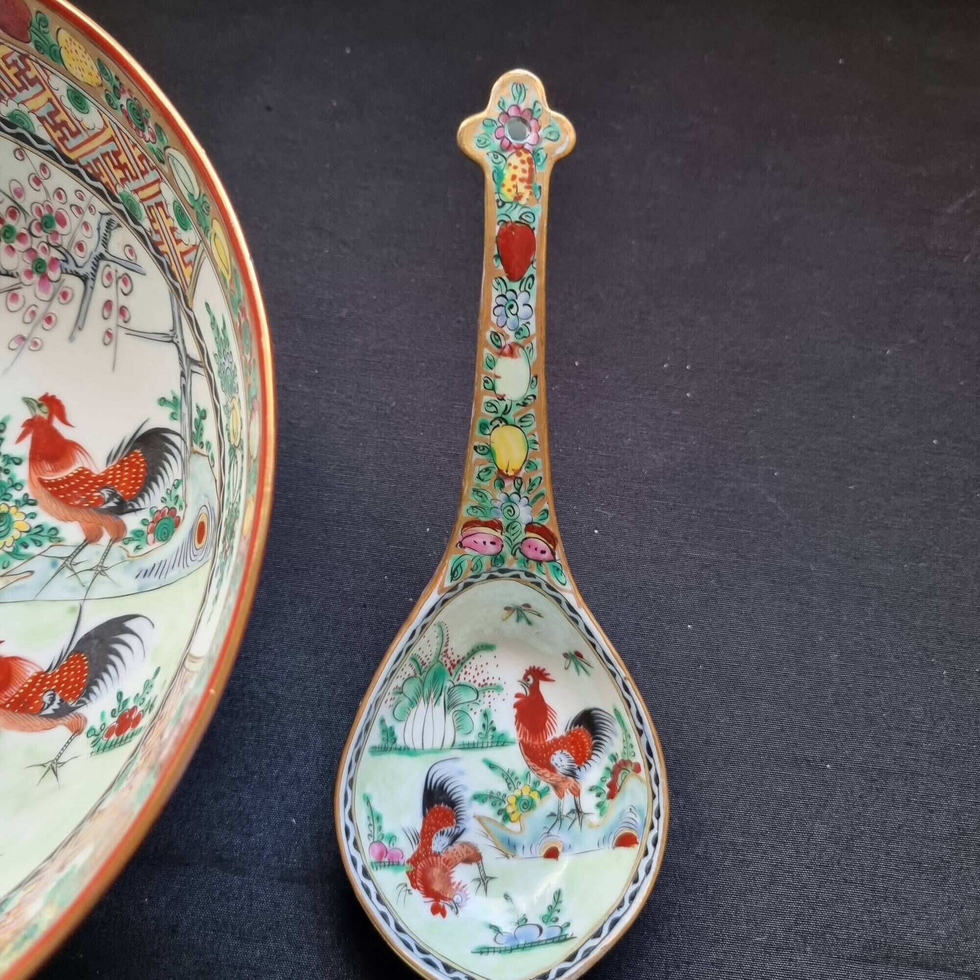 Large soup plate, bowl, salad bowl and ladle in Macao porcelain (19