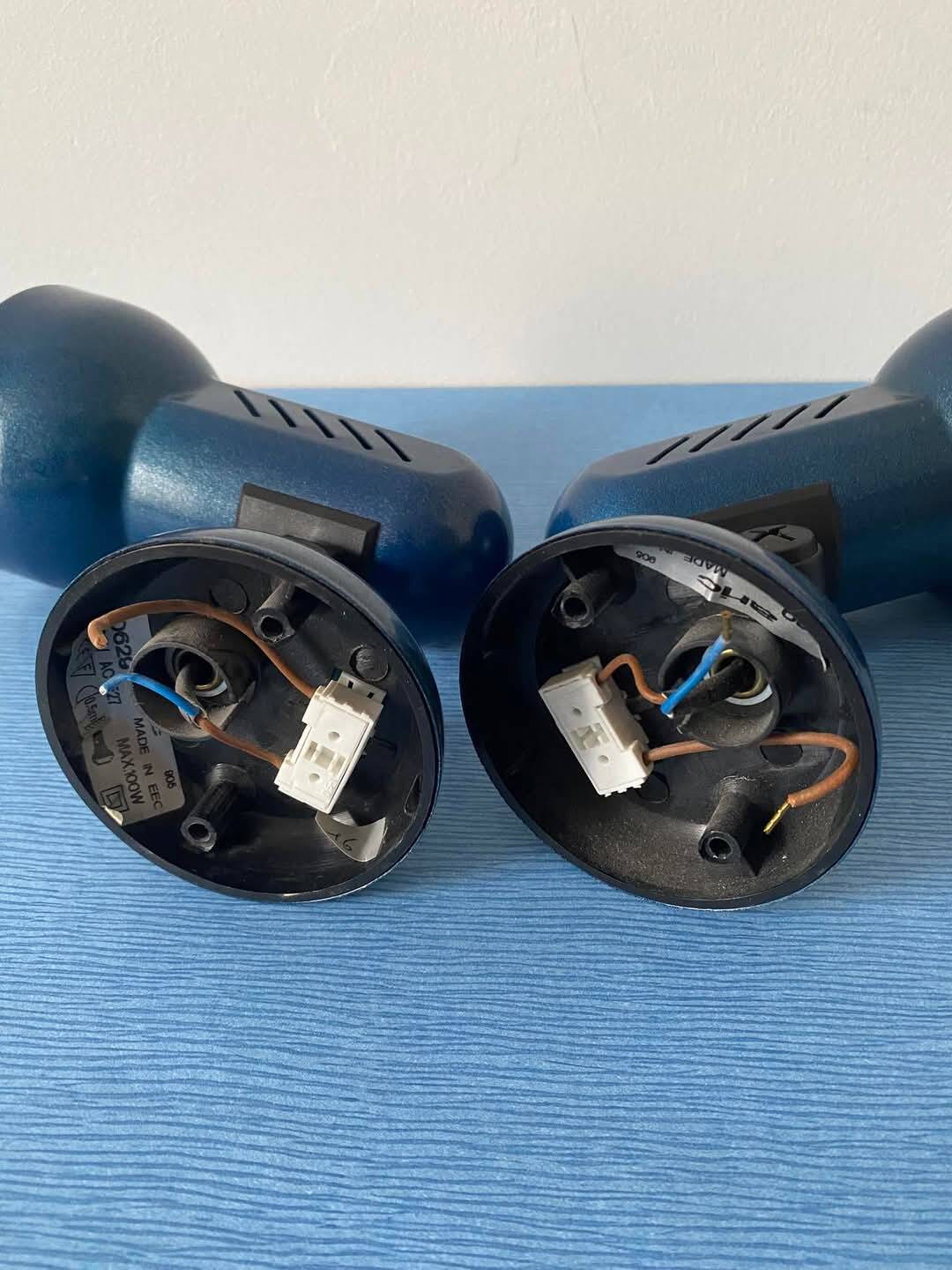 Metallic blue wall lights