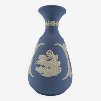 Blue Wedgwood jasperware vase decorated with Greek gods
