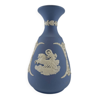 Blue Wedgwood jasperware vase decorated with Greek gods