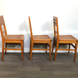Set of 3 oak chairs from the 50s reconstruction period