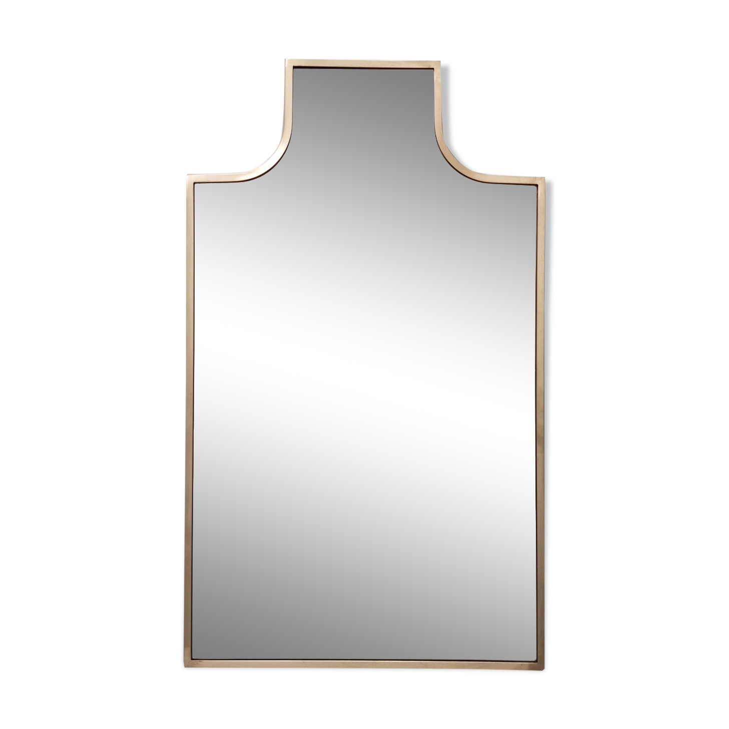 Miroir mural en forme de bouclier avec cadre en laiton, Italie